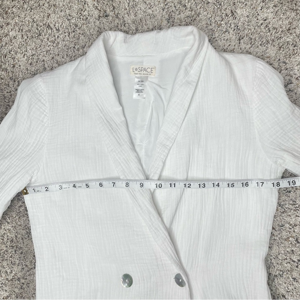L*SPACE Bianca Blazer Jacket Cream White 6 Double Breasted Muslin Cotton - Picture 8 of 10